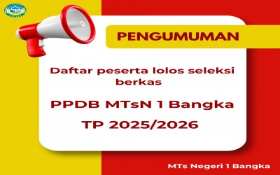 PENGUMUNAN PESERTA LOLOS SELEKSI BERKAS PPDB TP. 2025/2026